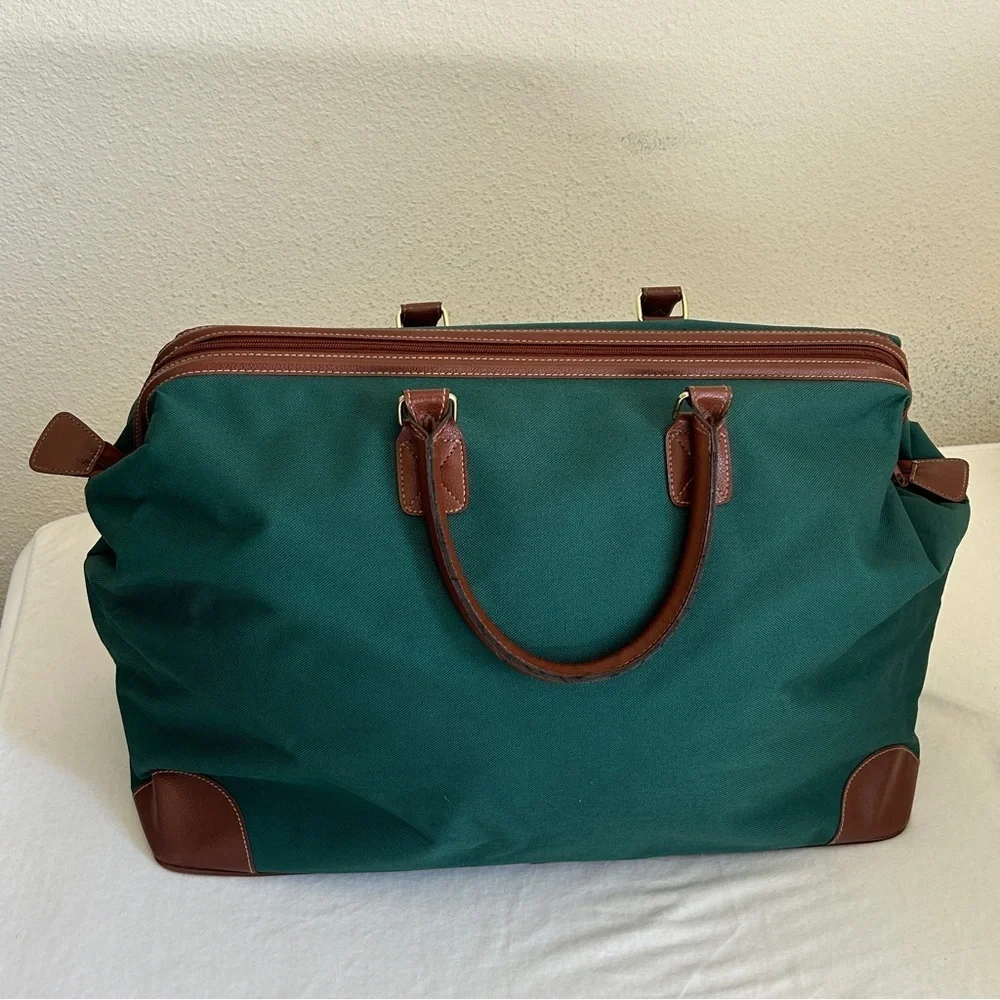 Ralph Lauren Luggage Duffle Bag Green Brown Travel Overnight Sports